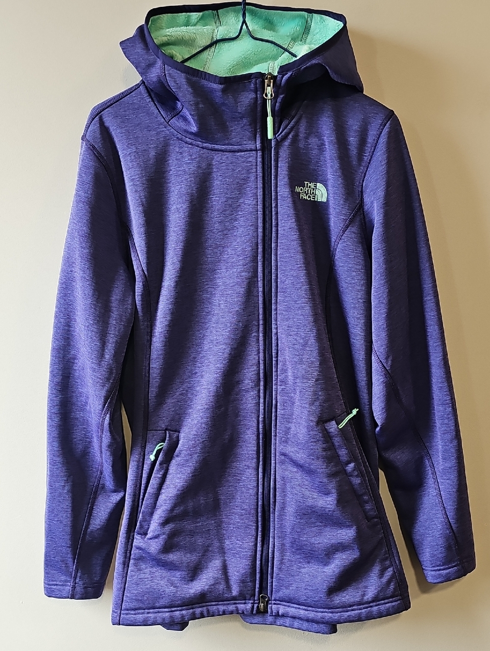 The North Face Large Purple Hooded Zip Jacket with Mint Accents